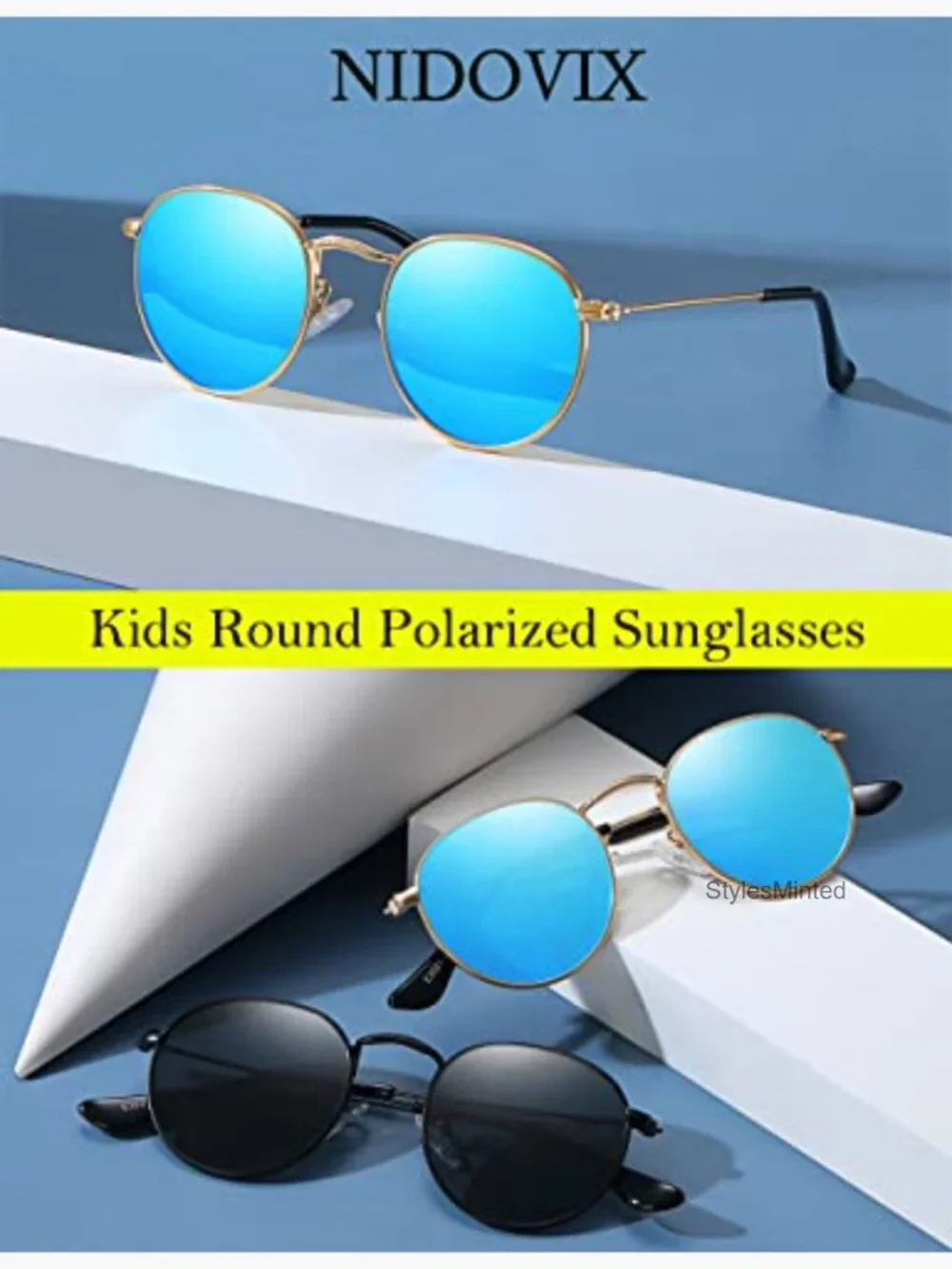 Polarized Kids Sunglasses Classic Metal Frame UV Protection Age 0-18